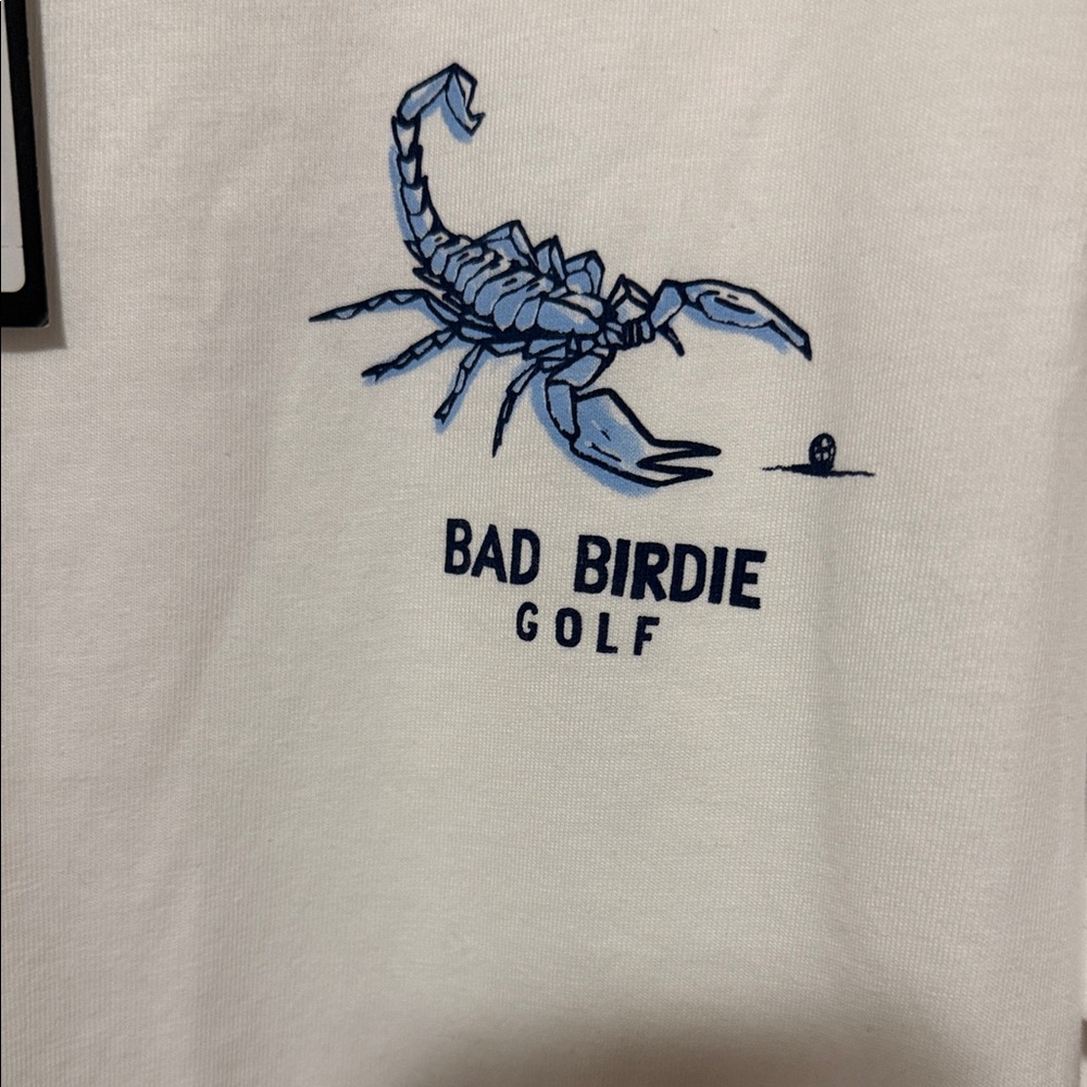 Bad Birdie White Tee with Blue Scorpion Graphic - Picture 2 of 4